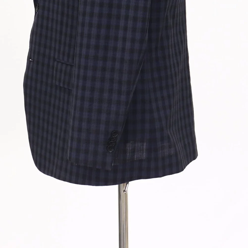 Calibrate 44R Blue Check 2-Button Sport Coat Blazer Jacket T136